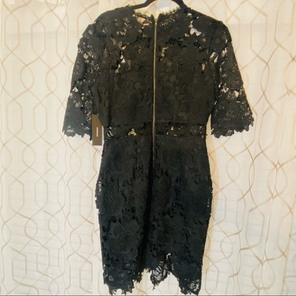 NWT LuLus Black Lace Sheath Dress, size M - Picture 5 of 5